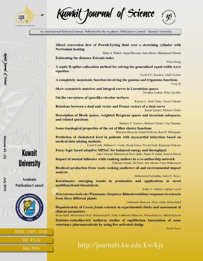 					View Vol. 43 No. 3 (2016): Kuwait Journal of Science
				