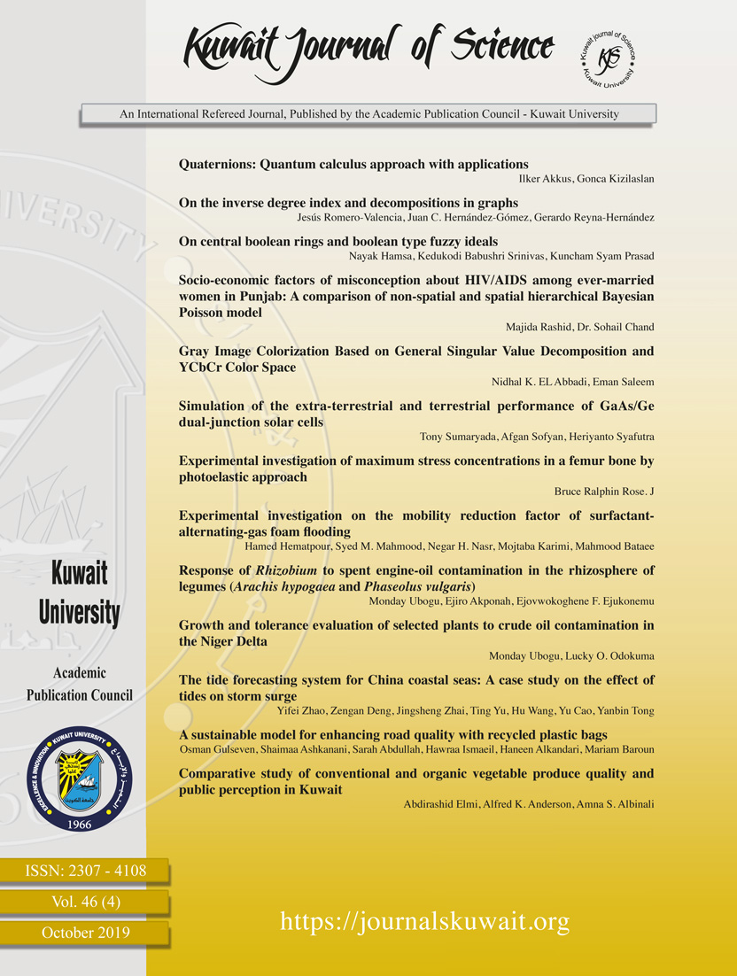 					View Vol. 46 No. 4 (2019): Kuwait Journal of Science
				