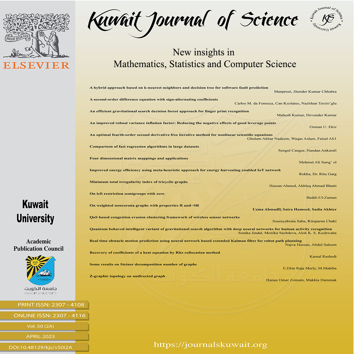 					View Vol. 50 No. 2A (2023): Kuwait Journal of Science
				